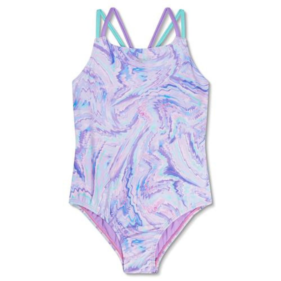 Girls Print Strappy One Piece Swimsuit Overlander Sports