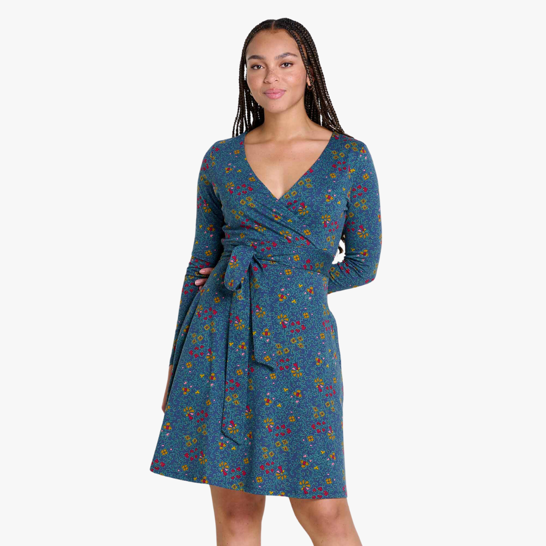 cue long sleeve dress Toad&Co Cue Wrap Dress